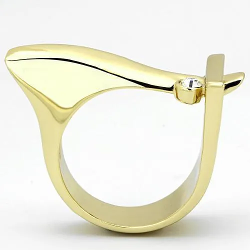 IP Gold(Ion Plating) Stainless Steel Ring with Top Grade Crystal in Clear for Women Style TK853