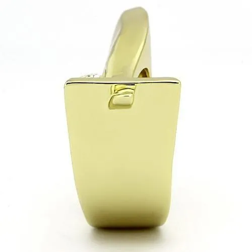 IP Gold(Ion Plating) Stainless Steel Ring with Top Grade Crystal in Clear for Women Style TK853