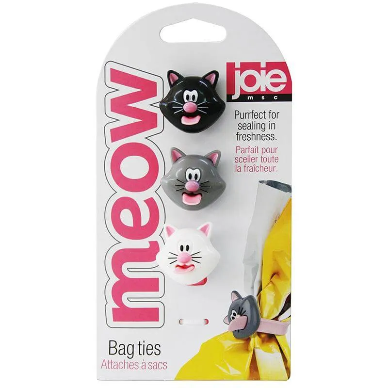 Joie Meow Bag Ties, Silicone, MSC International 12415 Set of 3