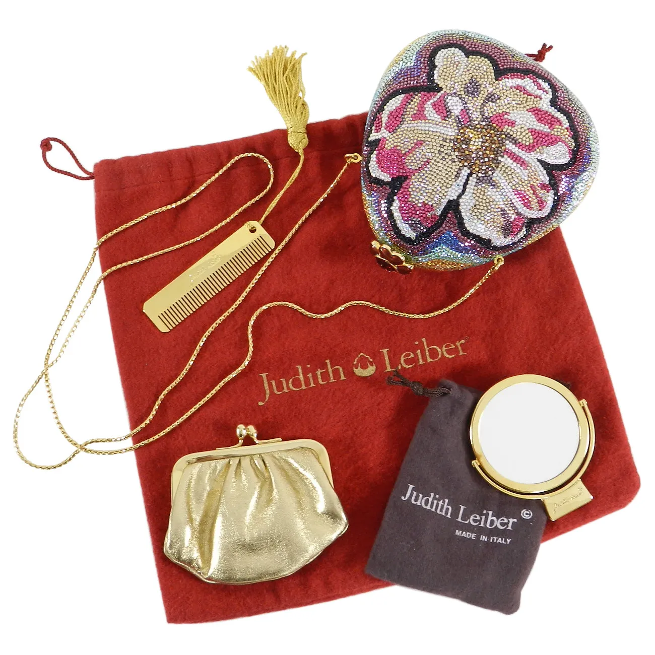 Judith Leiber Flower Jewelled Strass Minaudiere Evening Bag