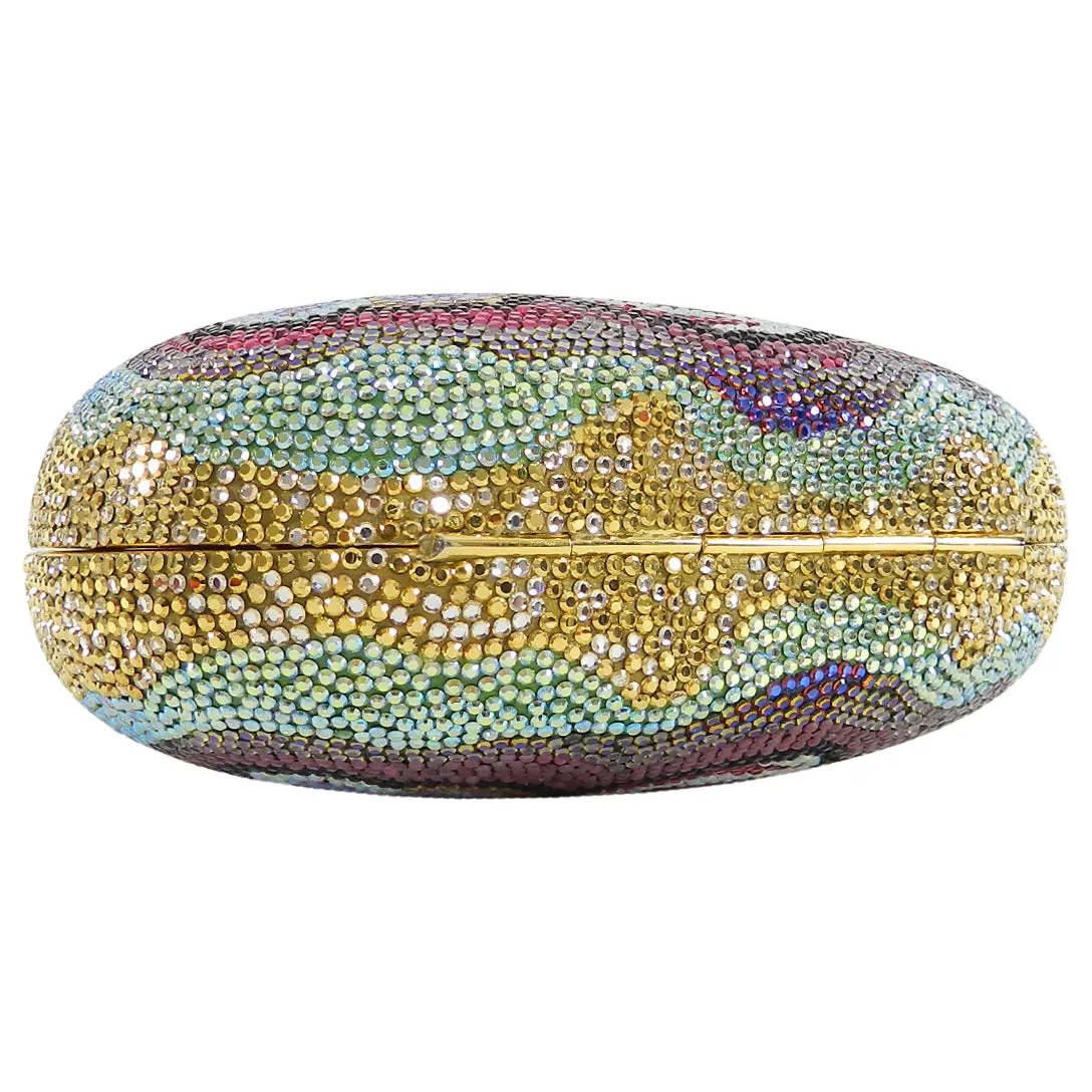 Judith Leiber Flower Jewelled Strass Minaudiere Evening Bag