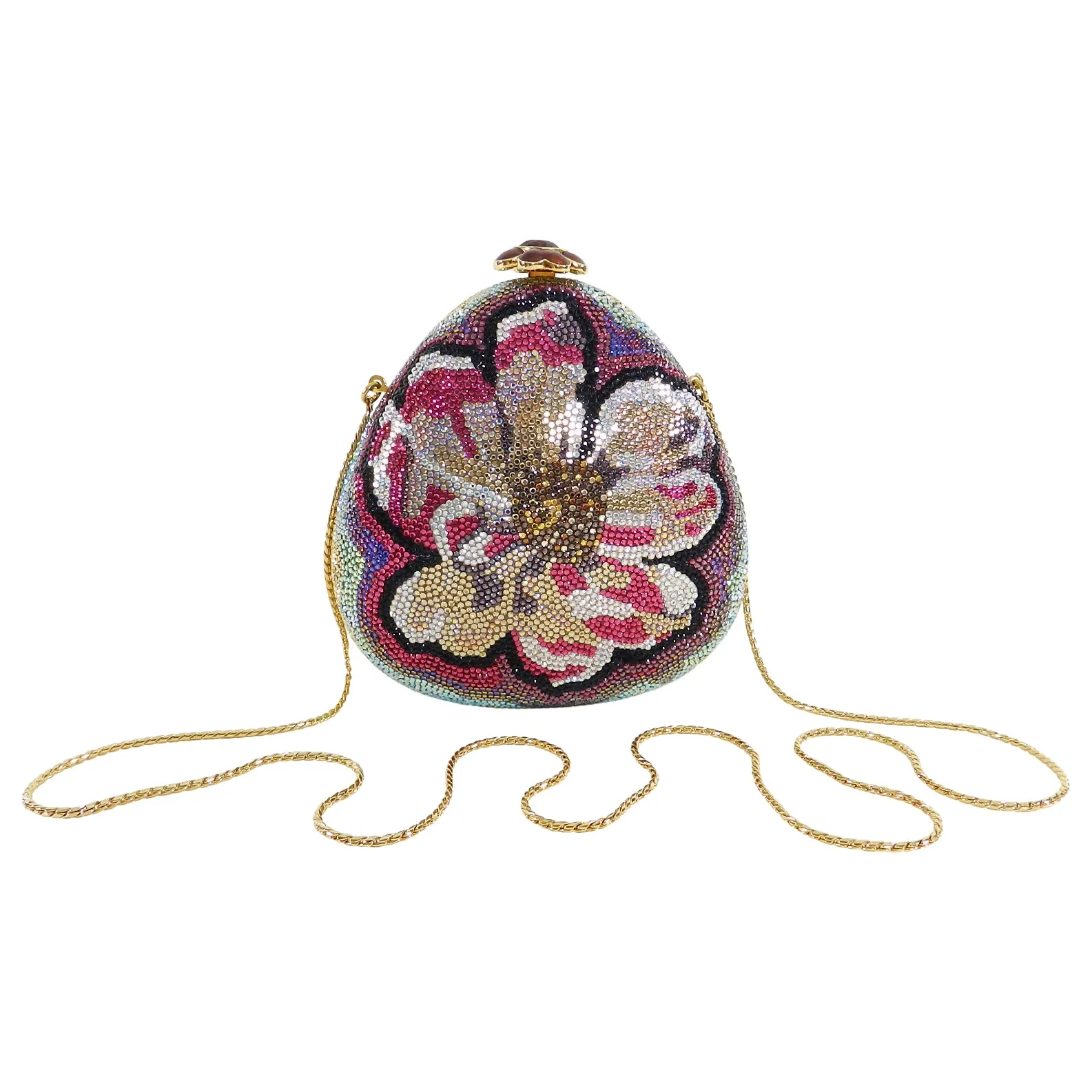 Judith Leiber Flower Jewelled Strass Minaudiere Evening Bag