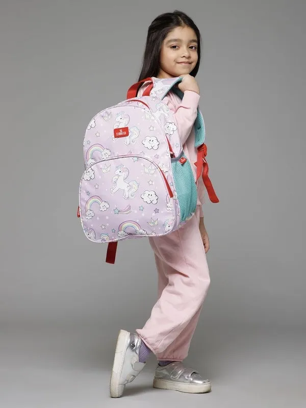 Kids Backpack - Durable Polyester, Comfortable Straps | Includes Free Pencil Pouch | 15 Litres | Lavender - Unicorn