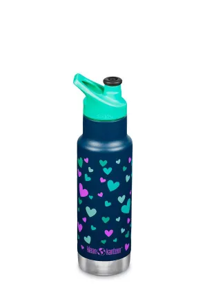 Klean Kanteen Insulated Kids 12oz Bottle Navy Hearts