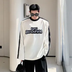 Korean T-shirt Trend Shoulder Pad Letter Printing Long Sleeved Loose Casual Top Summer Men's Clothing 9C5192