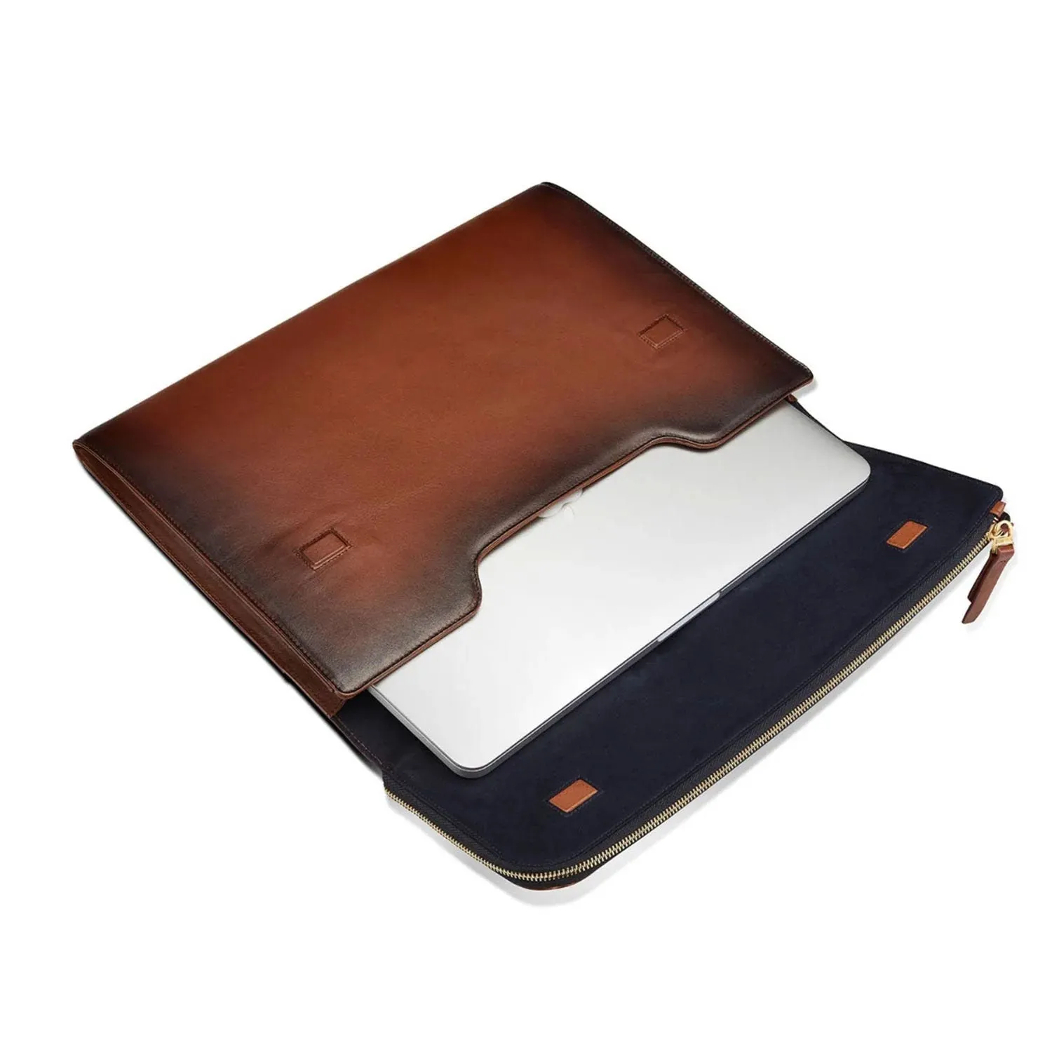 Lapis Bard Ducorium Bexley 13inch Laptop Sleeve With Shoulder Strap - Cognac