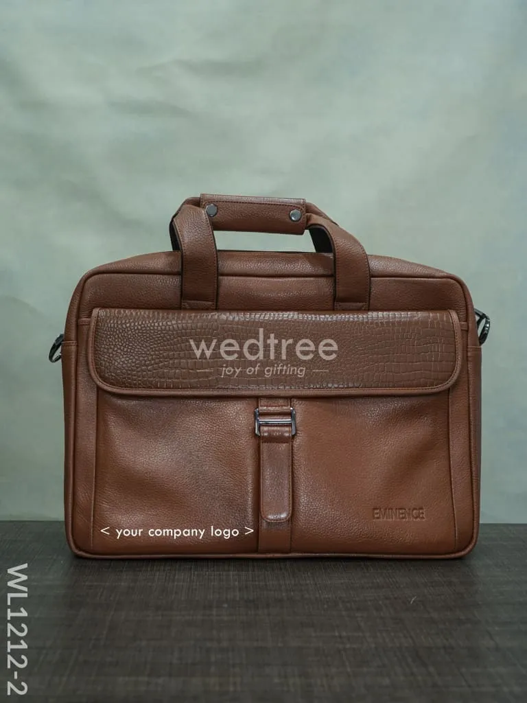 Laptop Bag in Leather with Gold Flap - WL1212