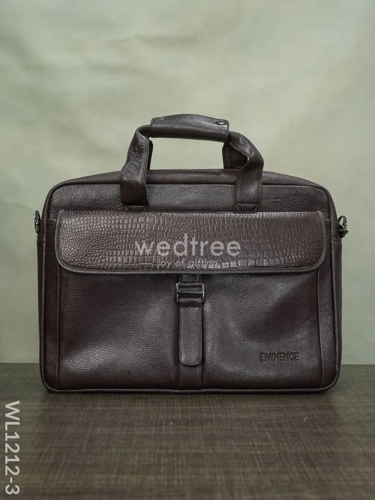 Laptop Bag in Leather with Gold Flap - WL1212