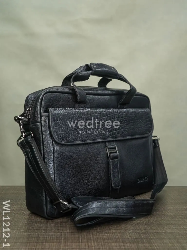 Laptop Bag in Leather with Gold Flap - WL1212