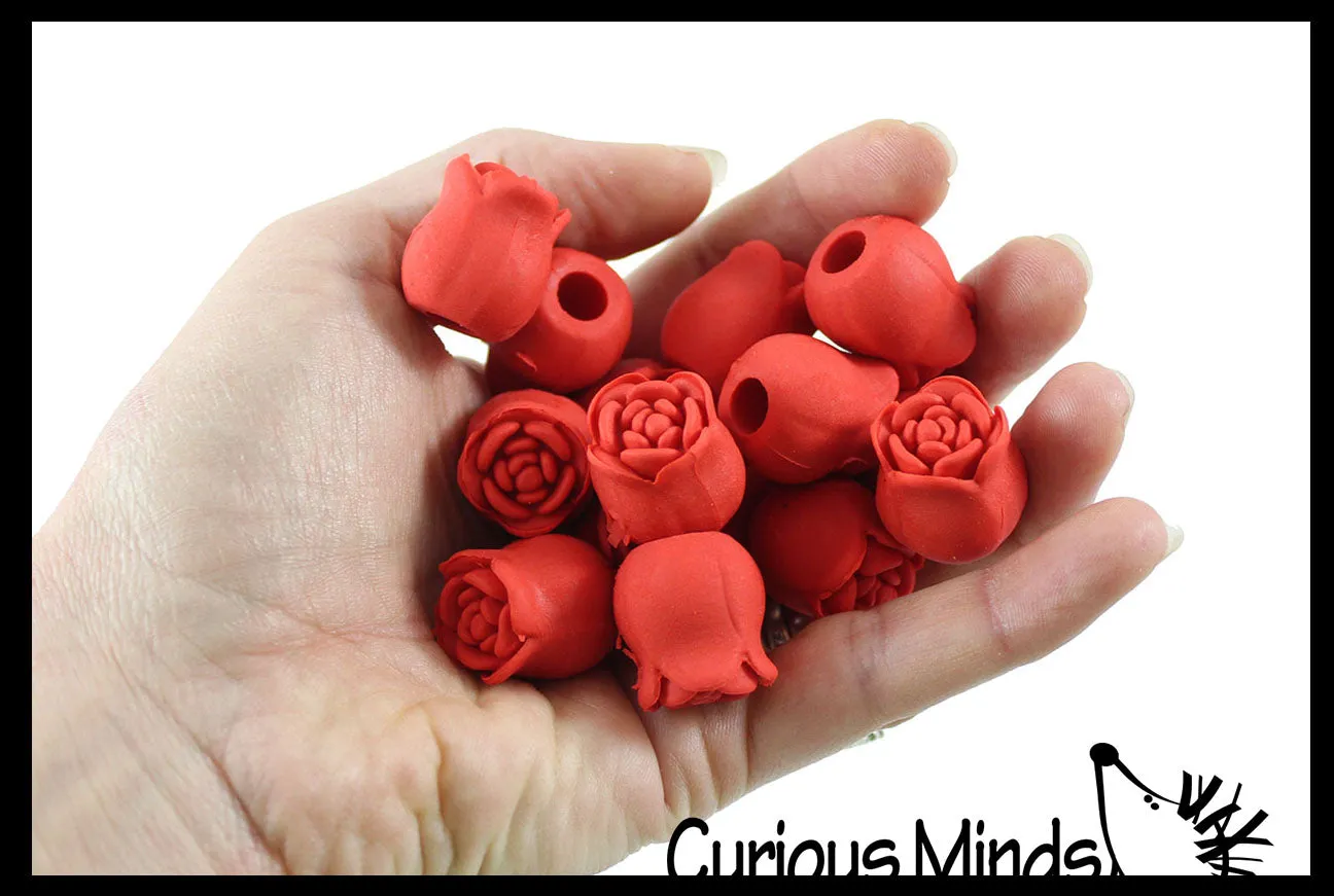 LAST CHANCE - LIMITED STOCK  - Rose Eraser Unique Valentines Gift Exchange for Kids - Pencil Topper