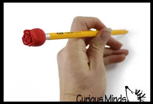 LAST CHANCE - LIMITED STOCK  - Rose Eraser Unique Valentines Gift Exchange for Kids - Pencil Topper