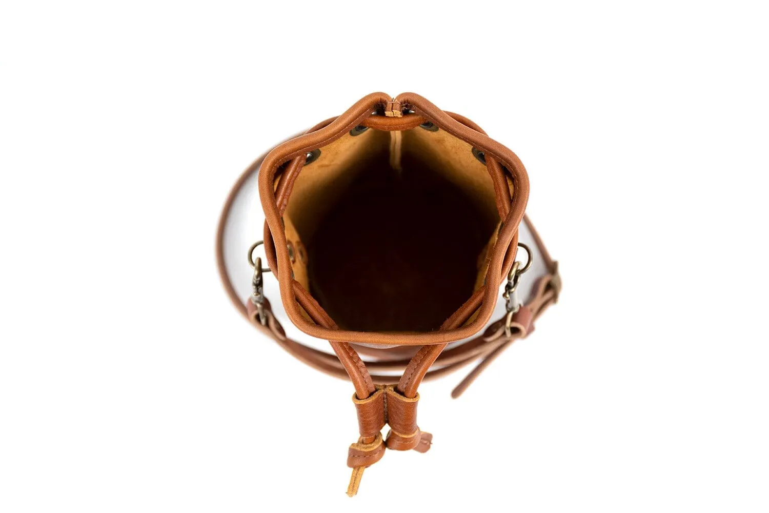 LEATHER BUCKET BAG - SMALL - CHERRY BISON