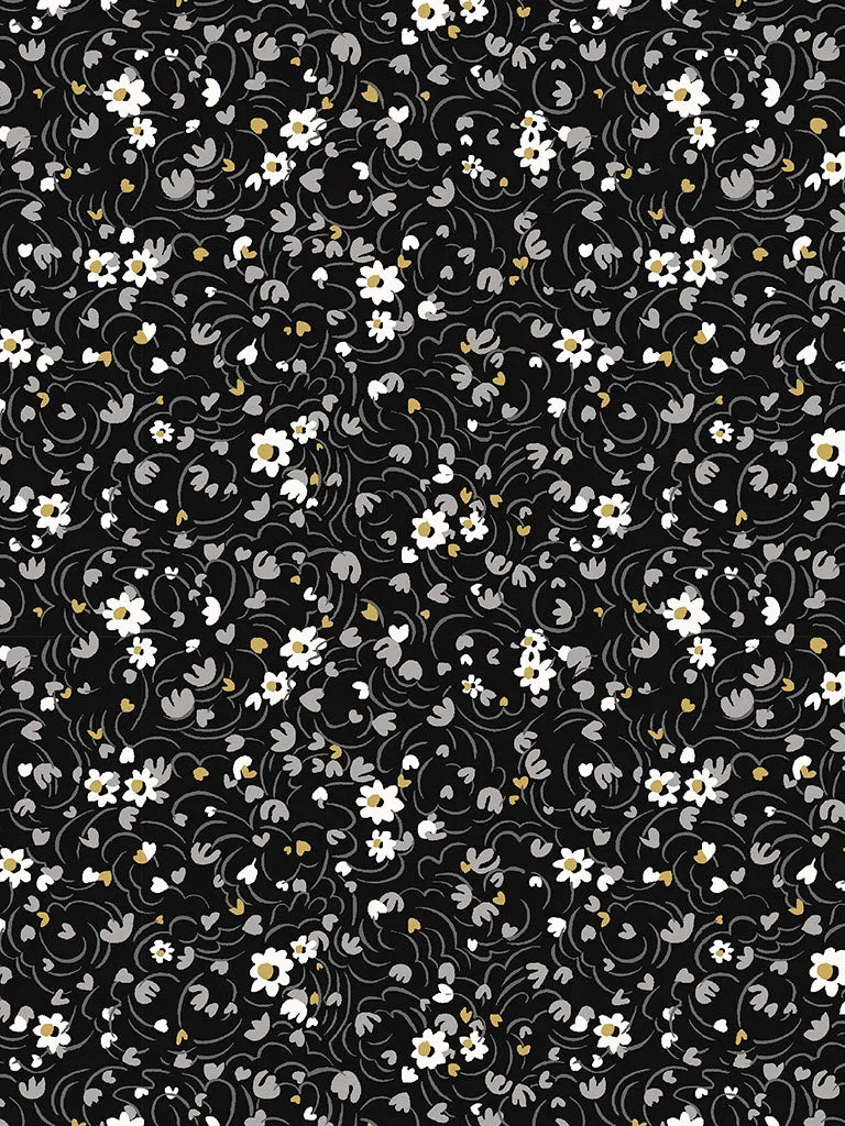 Lottie Swirl Black White - Liberty of London Cotton Tana Lawn - Half Yard