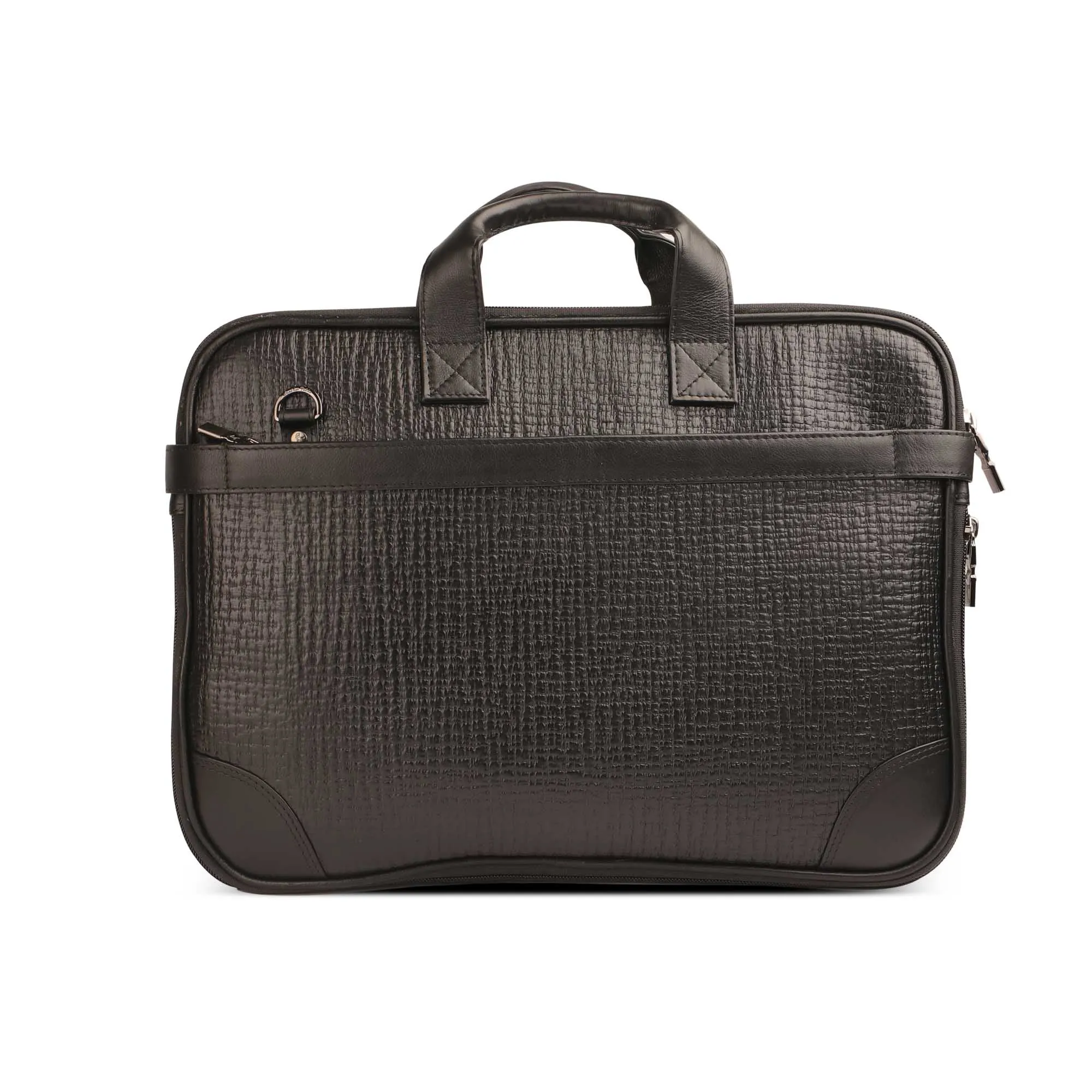Luxury Corporate Diwali Gift - Office Folio Bag  III | Leather Portfolio Bag | 100% Genuine Leather | For Office Use | Colour - Crisscross Black