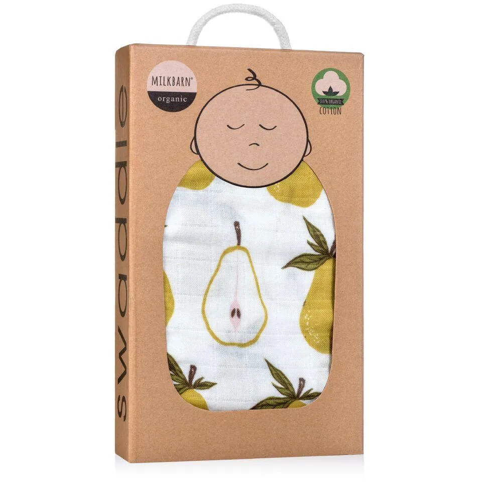 Milkbarn - Organic Muslin Baby Swaddle - Pear