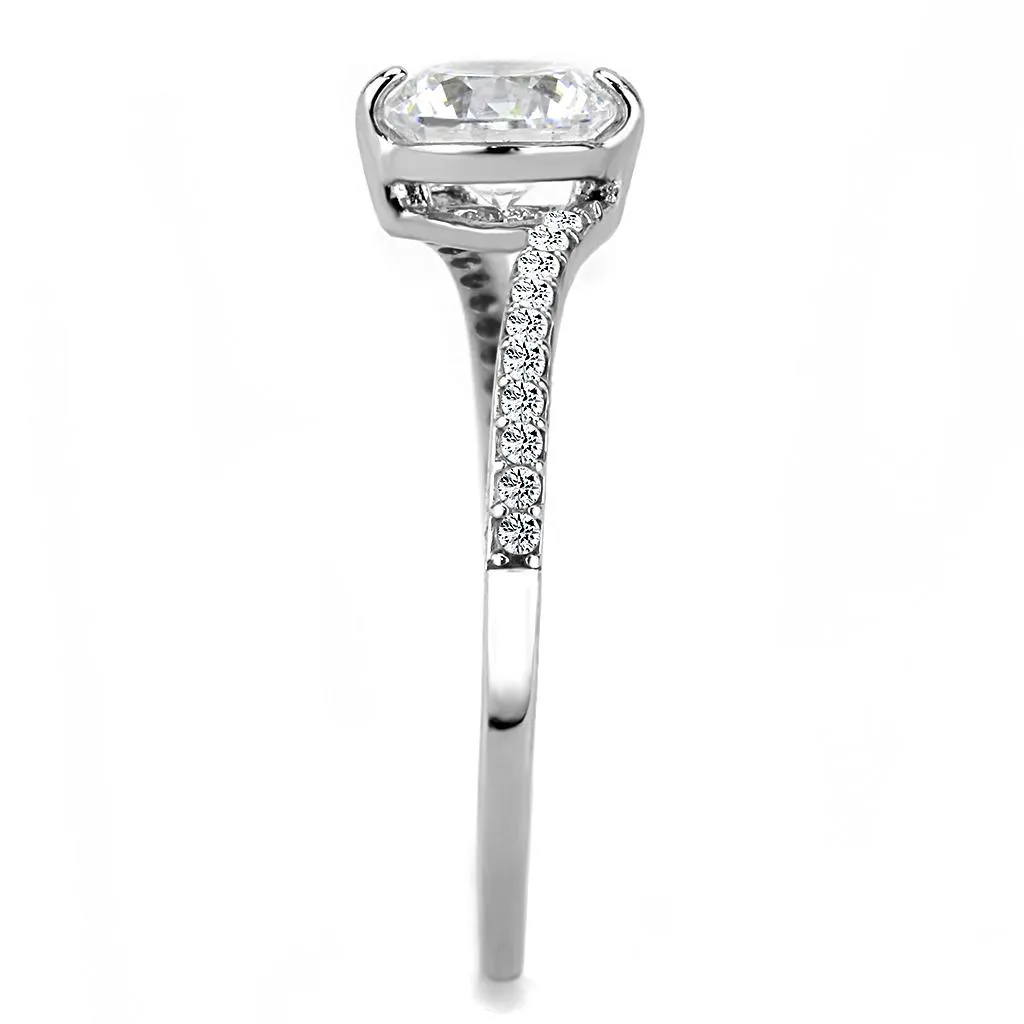 no plating Stainless Steel Ring AAA GRD CZ Clear DA013 for Women Style High
