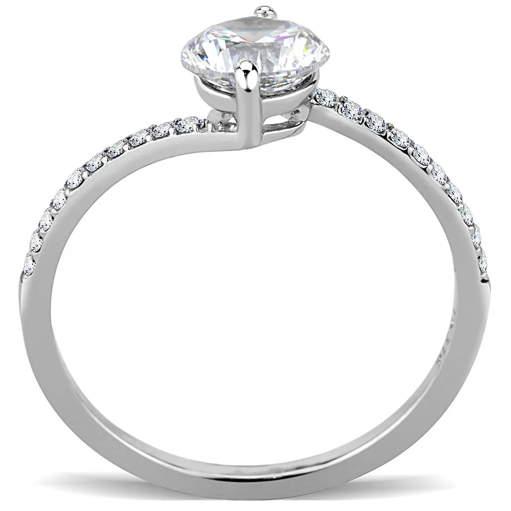 no plating Stainless Steel Ring AAA GRD CZ Clear DA013 for Women Style High