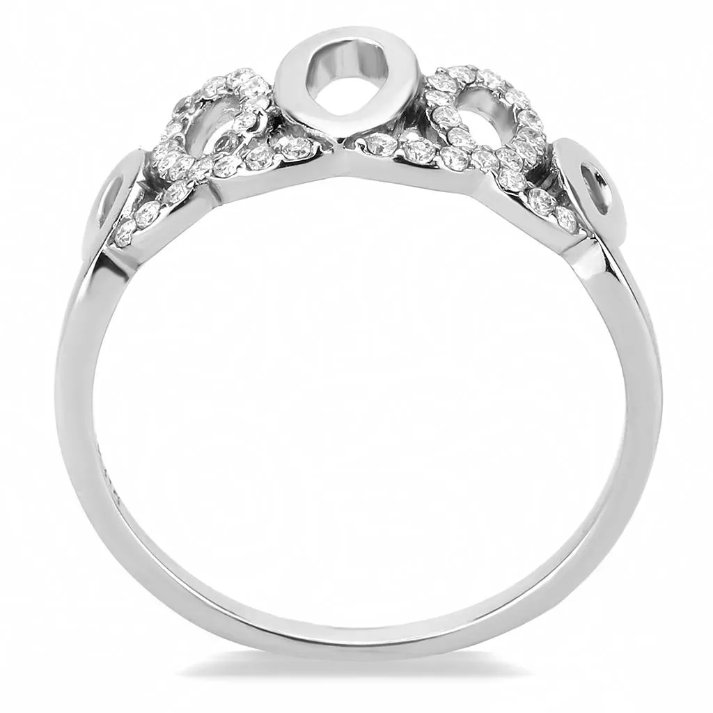 no plating Stainless Steel Ring AAA GRD CZ Clear DA258 for Women Style High