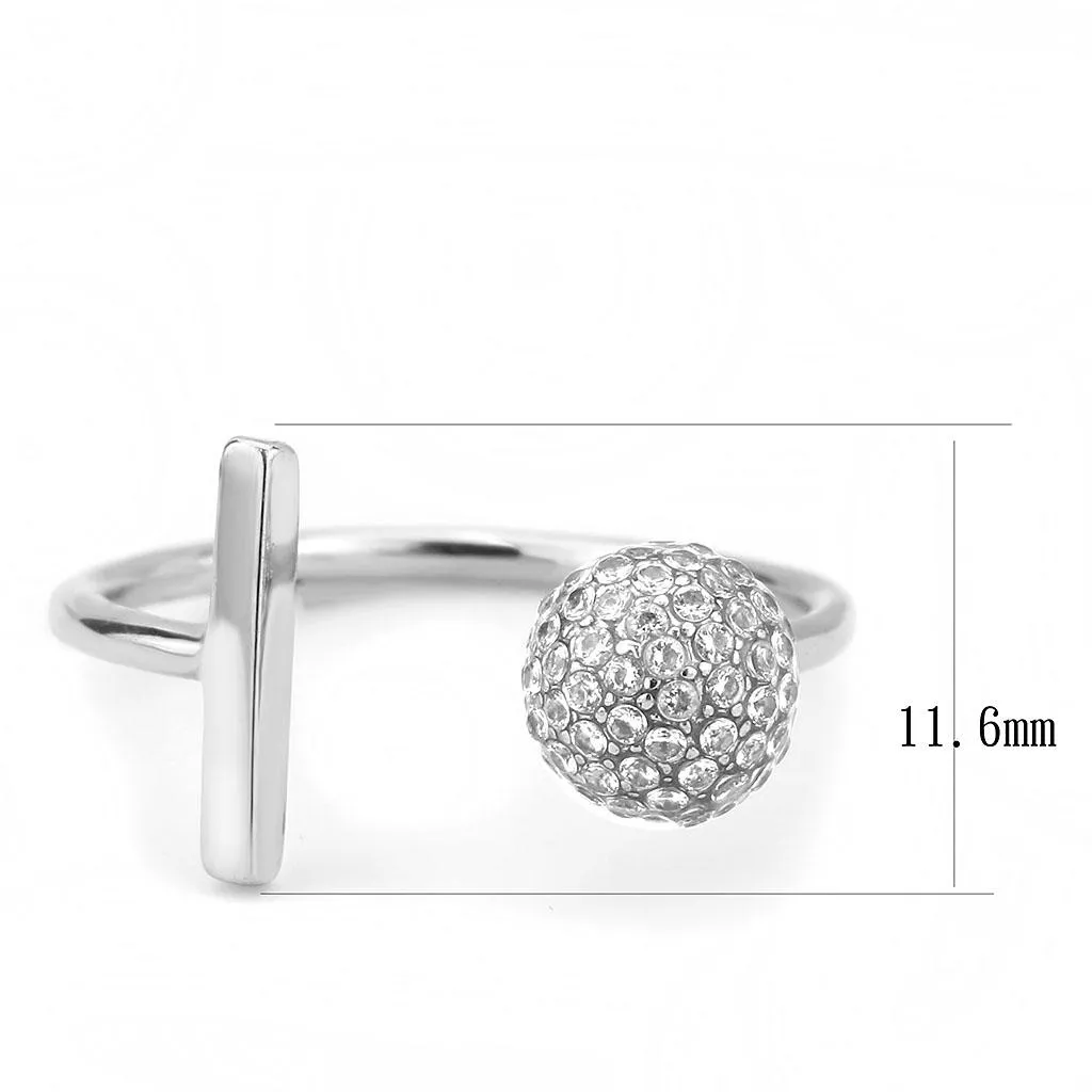 No Plating Stainless Steel Ring with AAA Grade CZ in Clear for Women Style DA318