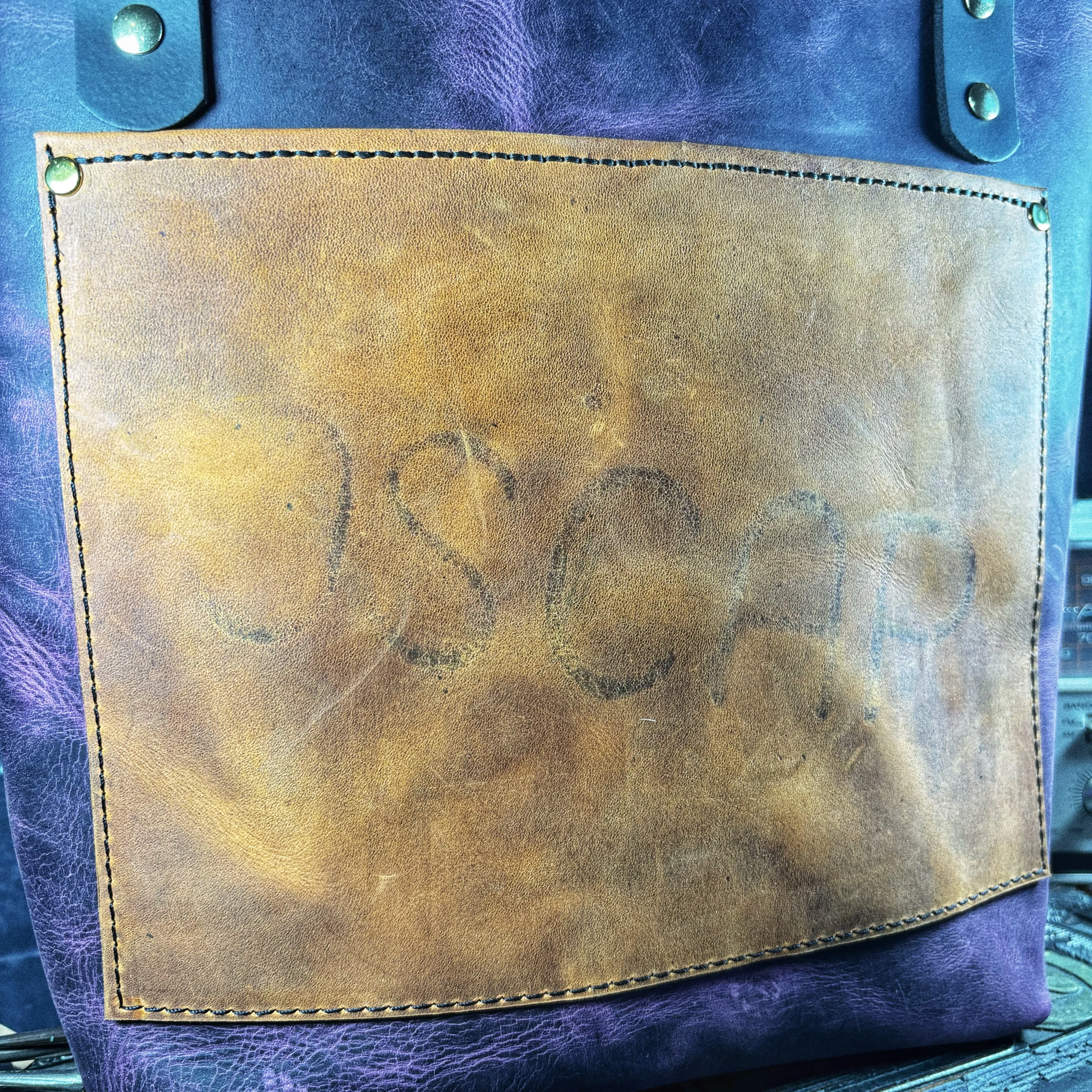 OSCAP Branded Deep Purple Full Grain Leather Tote Bag