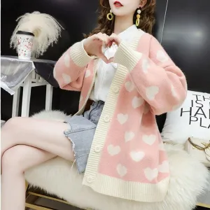 Pastel Hearts  Sweater Top Kawaii Academia Y2K Cottagecore Coquette Fairycore Dollette Princesscore