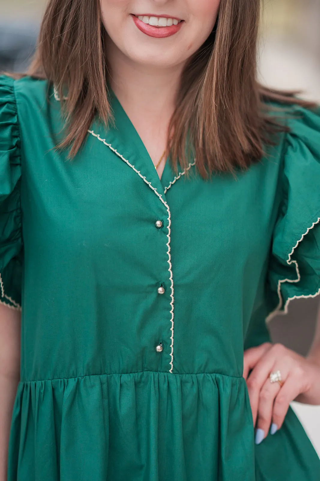Pine Needle Ruffle Dress