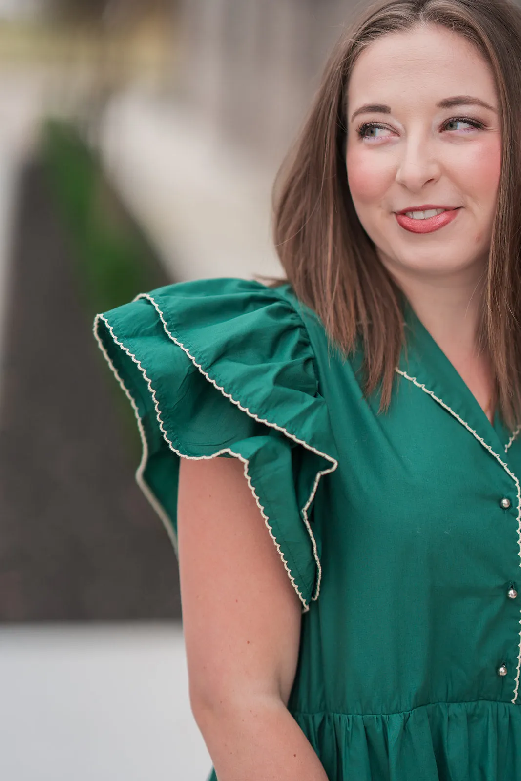 Pine Needle Ruffle Dress