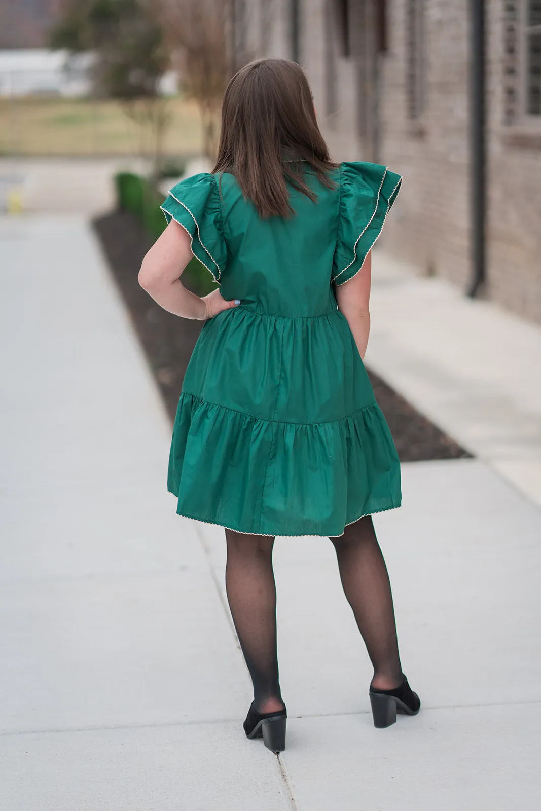 Pine Needle Ruffle Dress