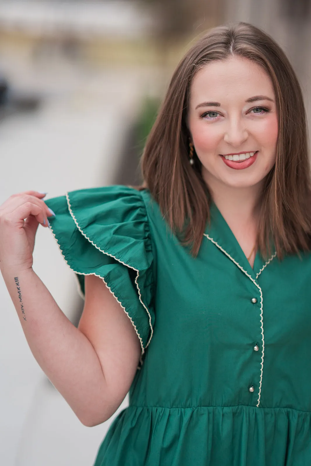 Pine Needle Ruffle Dress