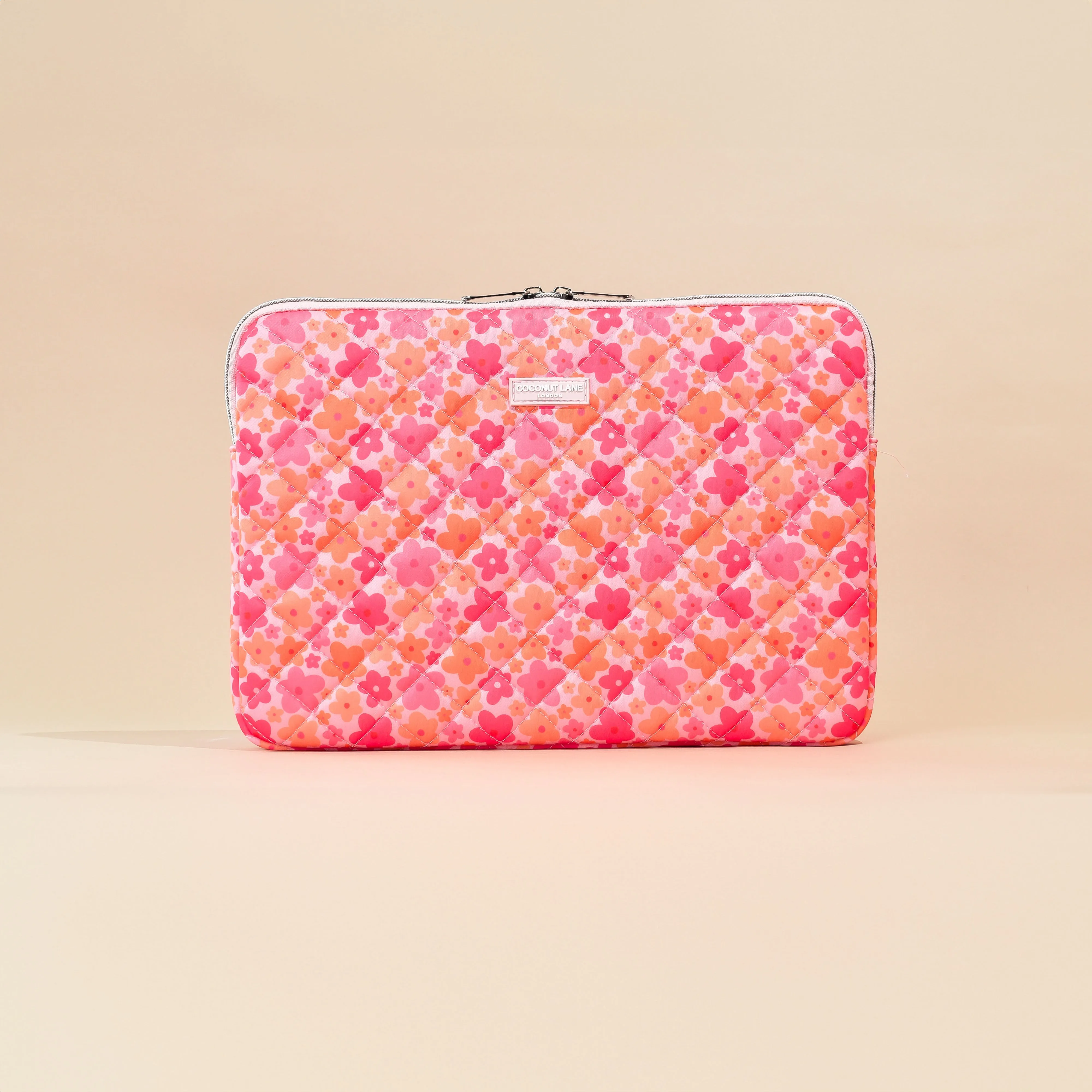 Quilted Pink & Orange Bloom Laptop Sleeve
