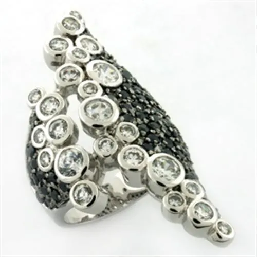 Rhodium Brass Ring with AAA Grade CZ in Multi Color for Women Style LOA670