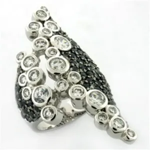 Rhodium Brass Ring with AAA Grade CZ in Multi Color for Women Style LOA670