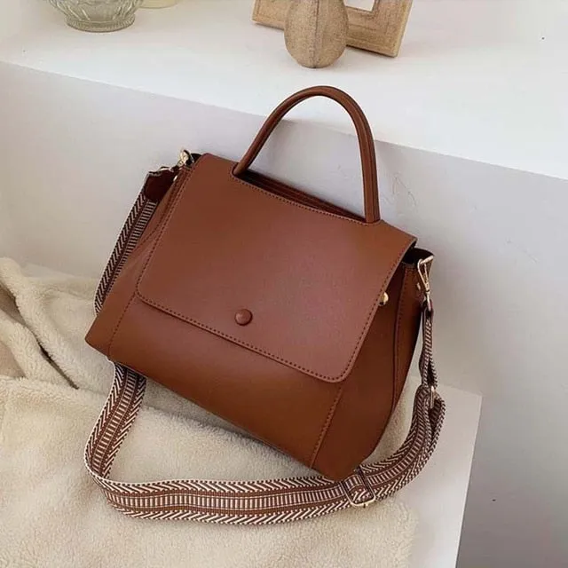 Simply PU Leather Solid Color Crossbody Bag For Women