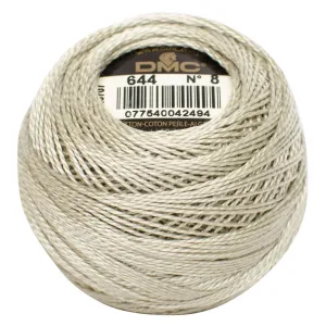 Size 8 Pearl Cotton Ball in Color 644 ~ Medium Beige Grey