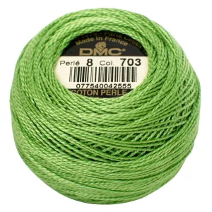 Size 8 Pearl Cotton Ball in Color 703 ~ Chartreuse