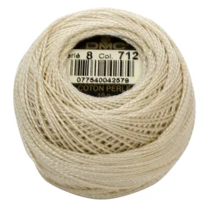 Size 8 Pearl Cotton Ball in Color 712 ~ Cream
