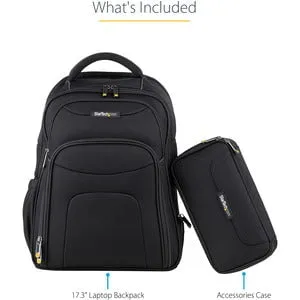 StarTech.com 17.3" Laptop Backpack with Removable Accessory Organizer Case, Professional IT Tech Backpack, Ergonomic, Durable Ballistic Nylon