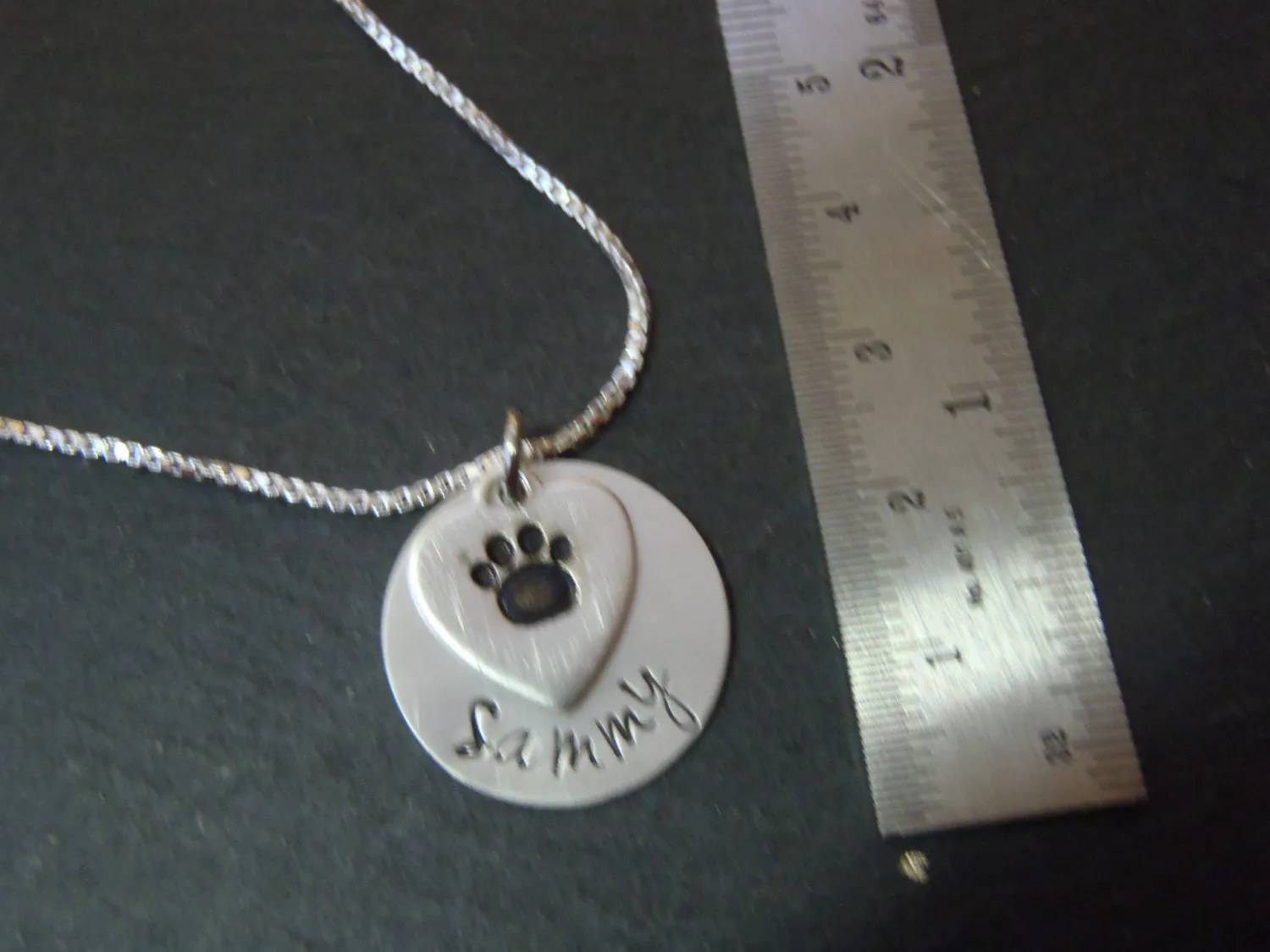 Sterling silver personalized pet memorial necklace dog pawprint necklace