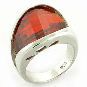 Sterling Silver Ring AAA GRD CZ Orange LOAS773 for Women Style Rhodium