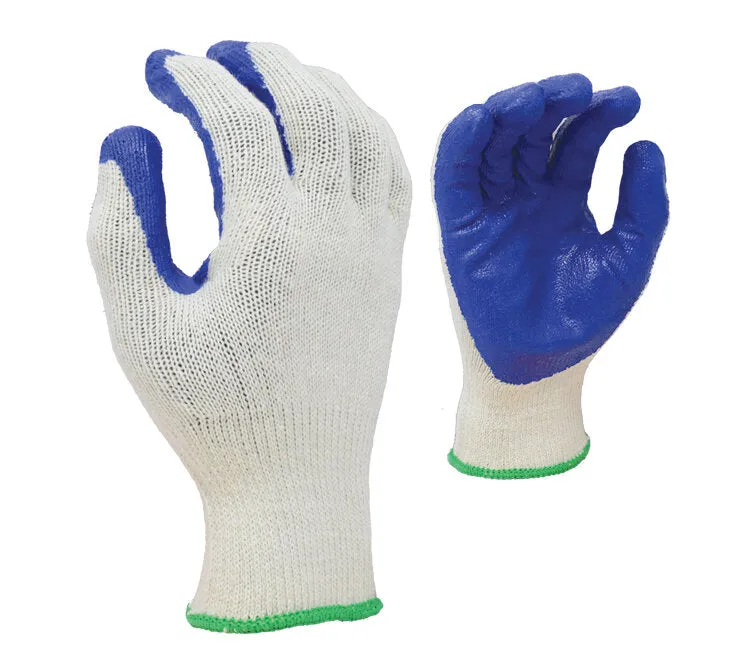 TASK GLOVES - (TSK2009) 10 Gauge Natural White Gloves, Cotton/Polyester shell, Blue Latex palm coated - Quantity 12 Pair