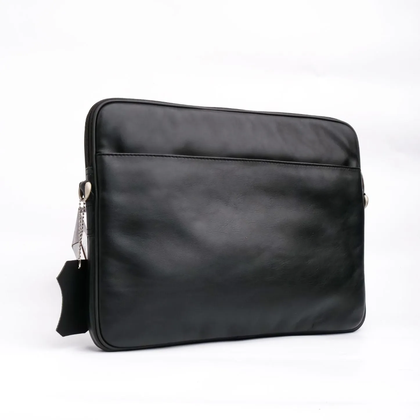 The Folio Sleek Slim Black Leather Laptop Bag