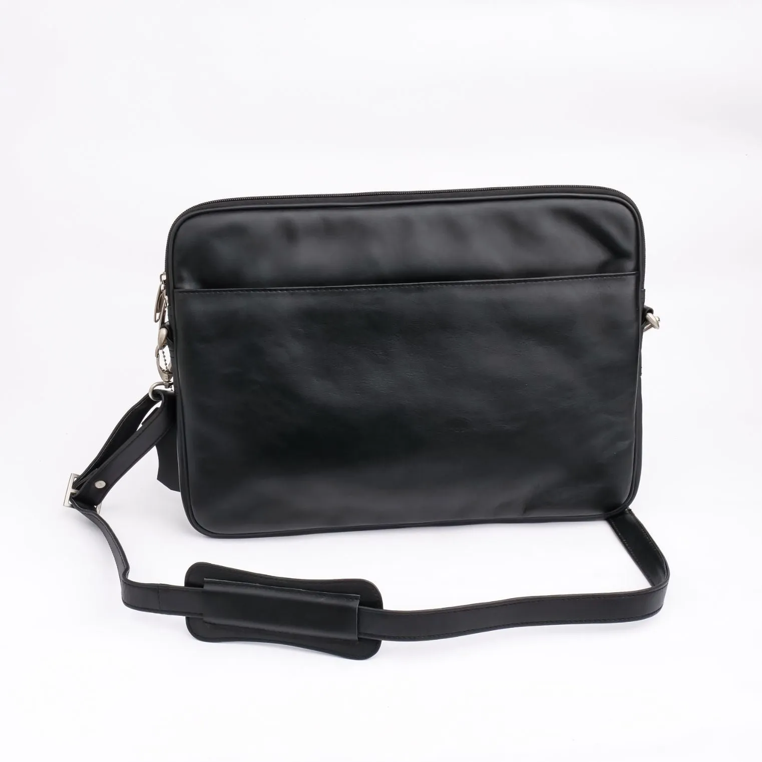 The Folio Sleek Slim Black Leather Laptop Bag