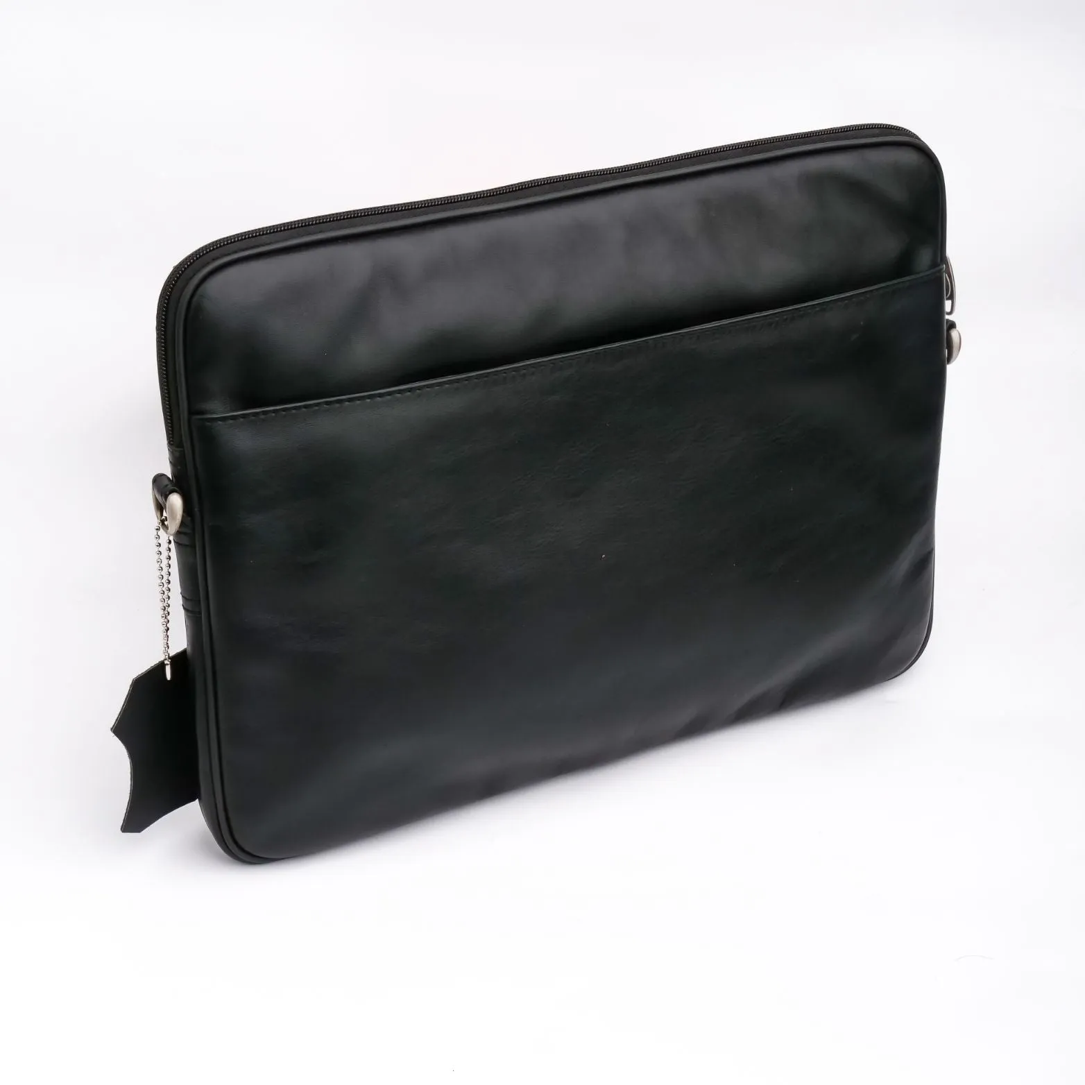 The Folio Sleek Slim Black Leather Laptop Bag