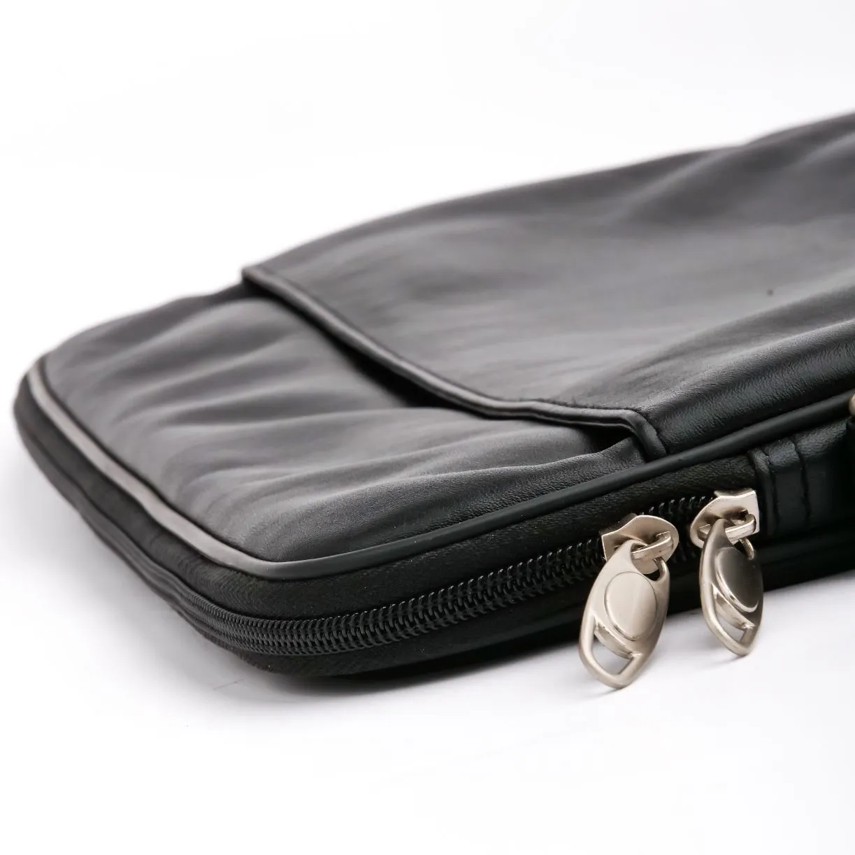 The Folio Sleek Slim Black Leather Laptop Bag