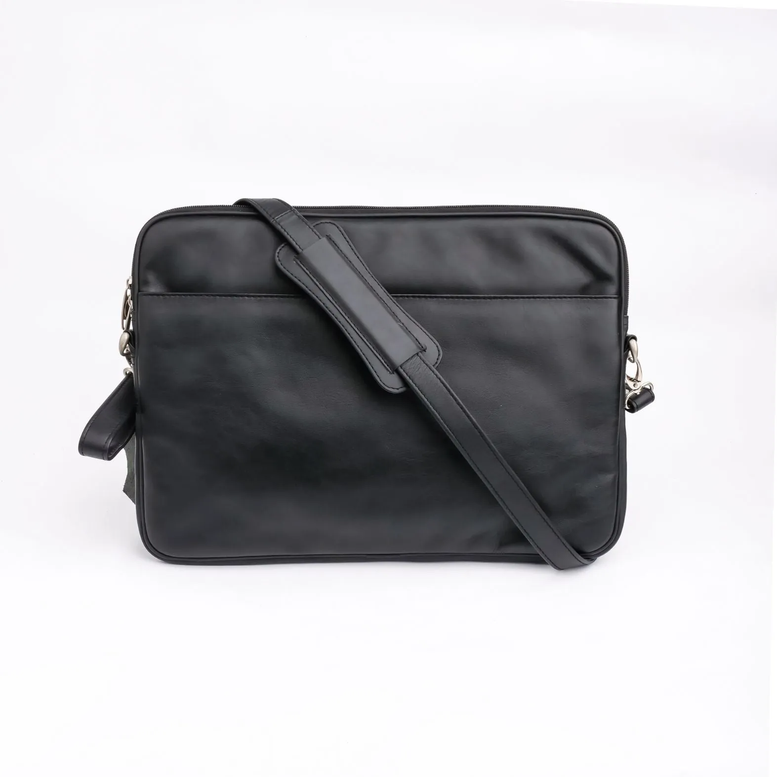 The Folio Sleek Slim Black Leather Laptop Bag