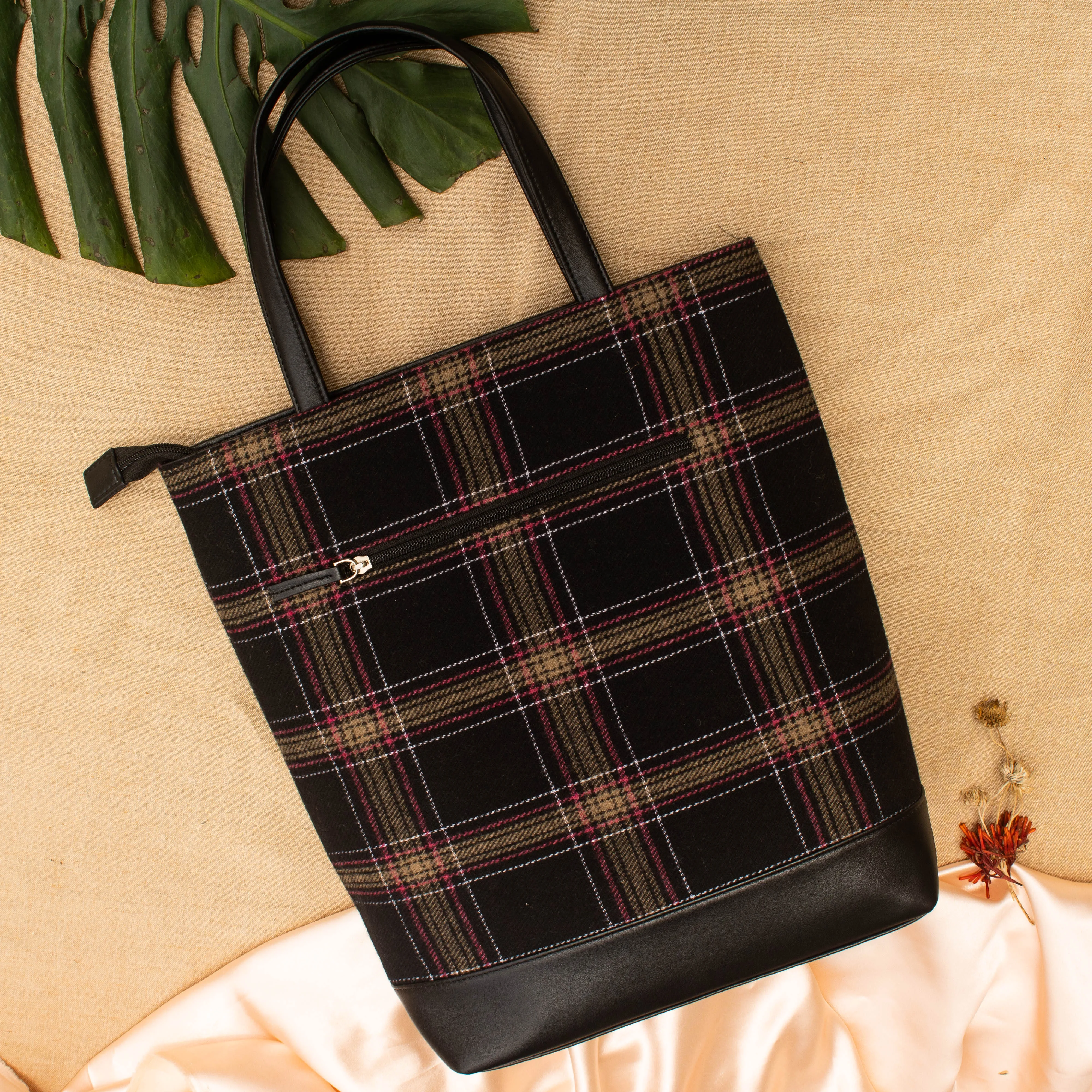 Tweed Work Tote for Women (Sylvan Plaid)