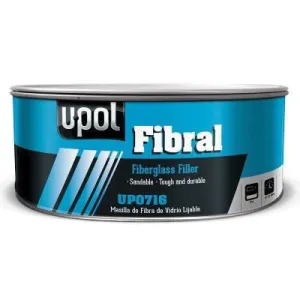 U-POL® FIBRAL UP0754 Fiberglass Filler, 1 L Can, Yellow, Fibrous/Paste