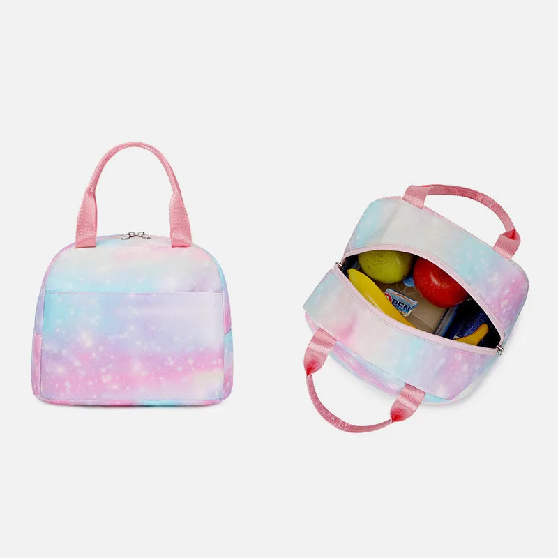 Unicorn School Backpack for Girls Kids Elementary Bookbag Lunch Bag Set