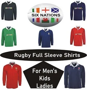 Unisex Kids' Black Rugby Jersey – Six Nations Full Sleeve