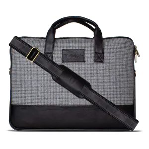 Vegan & Tweed Laptop Sling Bag Subtle Grey Checks